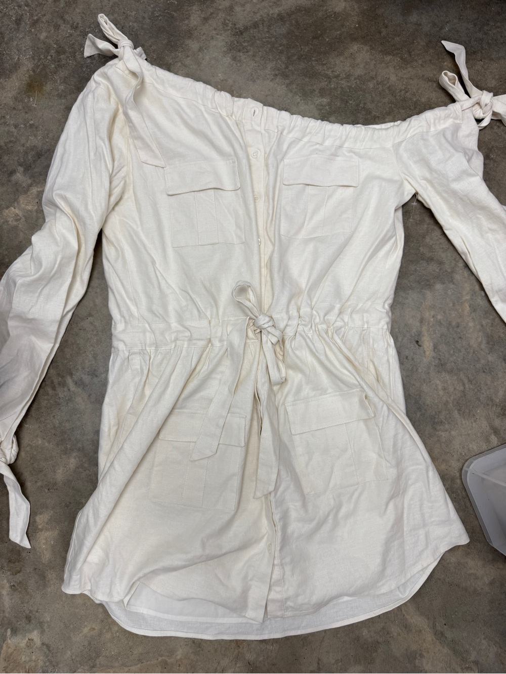 Chrissy Teigen x REVOLVE off-the-shoulder Cream Mini Dress size large - Picture 8 of 14